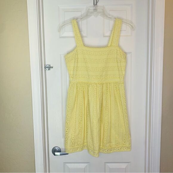 Max Studio Yellow Eyelet Dress Size Large - Picture 1 of 12